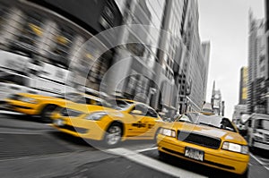 Yellow taxis in the streets of Manhattan