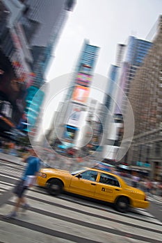 Yellow taxis in the streets of Manhattan, New York