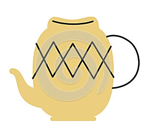 Yellow teapot in doodle style.