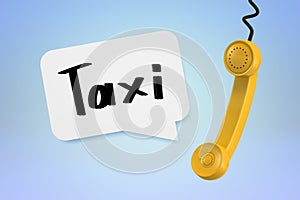 Yellow telephone and taxi bubble text photo