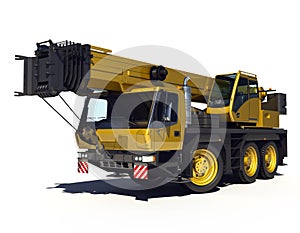 Yellow Telescopic Crane. on white backgroung