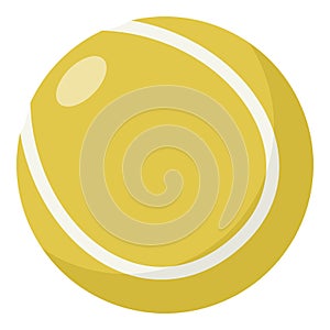 Yellow Tennis Ball Flat Icon Isolated on White