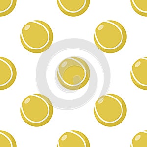 Yellow Tennis Ball Icon Seamless Pattern