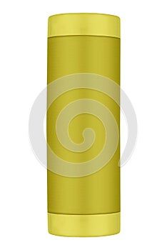 Yellow thermos isolated on white