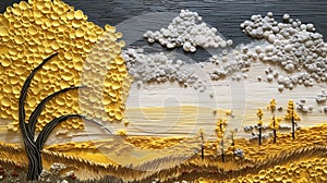 Yellow Thread: A Skillful Composition Of Relief Sculpture And Lacquer Painting