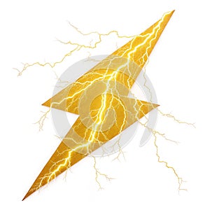 Yellow thunder electric isolated on white background photo