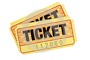 Yellow tickets isolated white background