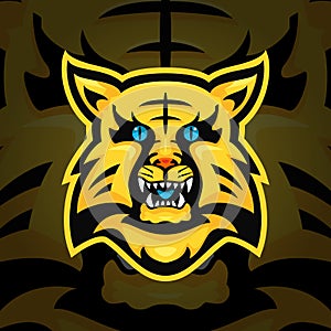 yellow tiger illustration. creative, animal, detiled, cartoon and mascot style