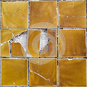 Yellow tile cracked