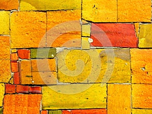 Yellow tiles mosaic - random pattern photo