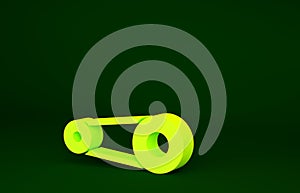 Yellow Timing belt kit icon isolated on green background. Minimalism concept. 3d illustration 3D render