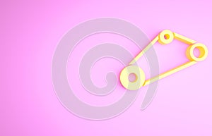 Yellow Timing belt kit icon isolated on pink background. Minimalism concept. 3d illustration 3D render