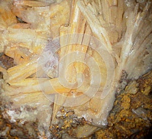 Yellow tinged cerussite crystals (lead carbonate)