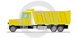 Yellow Tipper Truck Side View,isolated on white background