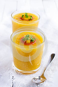 Yellow tomato soup Gazpacho