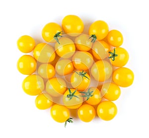 Yellow tomatoes on white background