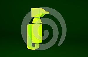 Yellow Tooth drill icon isolated on green background. Dental handpiece for drilling and grinding tools. Minimalism