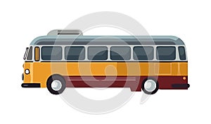 Yellow tour bus in flat style