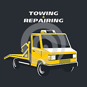 Yellow tow truck vector illustration