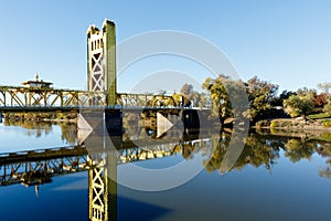 Yellow Tower Bridge across the Sacramento River