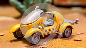 Yellow Toy Car In Afrofuturistic Desert