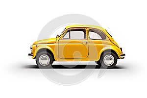Yellow Toy Retro Car, a Nostalgic Delight, Captured on White Background. created with Generative AI