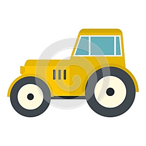 Yellow tractor icon isolated