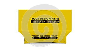 Yellow Trade Show Table Cover on White Background Vector Illustration.