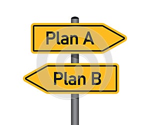 yellow traffic sign with words plan A and plan b isolated