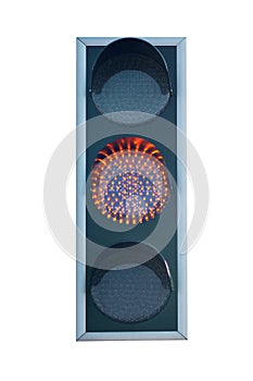 yellow traffic signal, traffic light isolated on white background