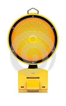 Yellow traffic warning lamp on white