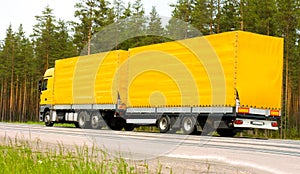 Yellow trailer truck