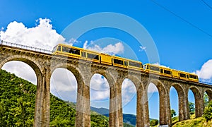 The Yellow Train (Train Jaune) on Sejourne bridge
