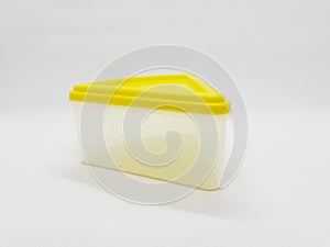 Yellow Transparent Plastic Container in White Isolated background 02