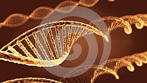 Yellow transparent ribonucleic acid or dna strand