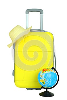 Yellow travel suitcase