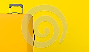 Yellow travel suitcase against a yellow background. 3D Rendering