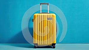 Yellow Travel Suitcase. Generative AI