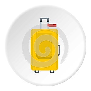 Yellow travel suitcase icon circle