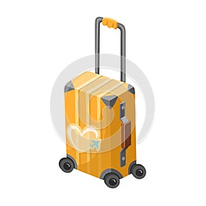 yellow travel suitcase for travel cartoon style. Vector illustration design.