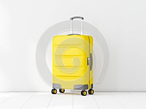 Yellow Travel suitcase on white background