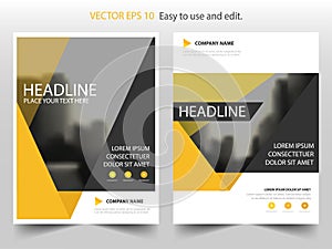 Yellow triangle annual report Leaflet Brochure Flyer template design, book cover layout design, abstract business presentation