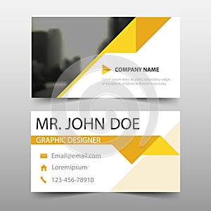 Yellow triangle corporate business card, name card template ,horizontal simple clean layout design template , Business banner