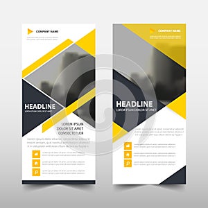 Yellow triangle roll up business brochure flyer banner design , cover presentation abstract geometric background,