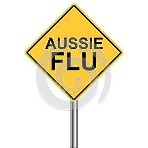 Yellow triangle warning sign, Caution - aussie Flu Shots Ahead, vector Flu aussie Season Warning H1N1