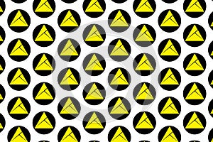 Yellow triangles black circles designer graphically made on white background