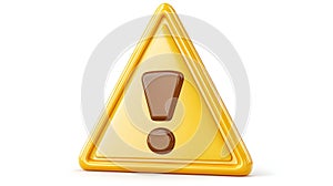 Yellow triangular warning sign with exclamation mark on white background