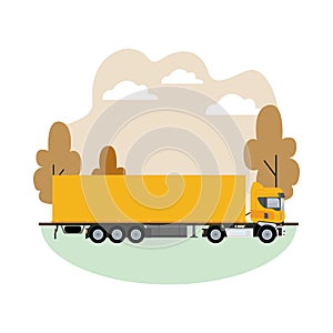 Yellow truck car vehicle mockup icon