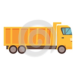 Yellow truck icon cartoon vector. Tipper construction