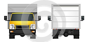 Yellow truck template. Cargo van Vector illustration EPS 10 isolated on white background. City commercial vehicle delivery.